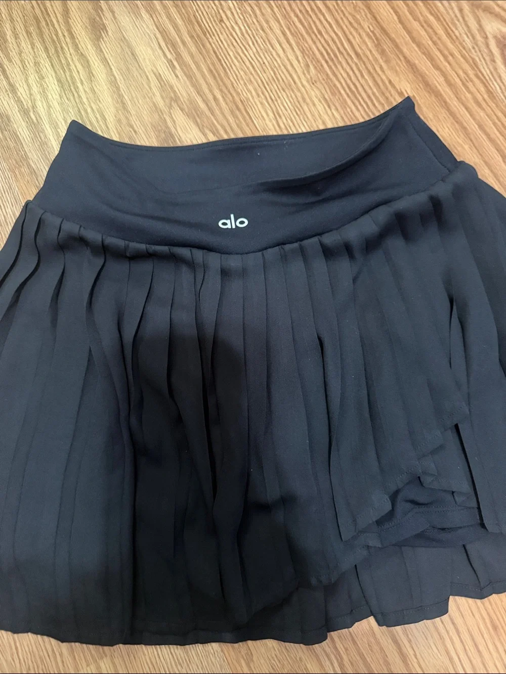 ALO Yoga Black Pleated Skater Skirt